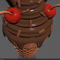 Delicious Waffle Ice Cream Cone Topped With Chocolate Sauce And Cherries