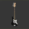 Black Electric Bass Guitar and Art Painting Supplies on Dark Background Surface