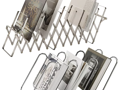 Modern Foldable Metal Bookshelf With Diamond Shaped Structure For Organizing Books In Minimalist Style 3d model