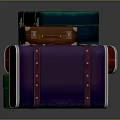 Colorful Vintage Suitcases With Leather Straps And Metal Buckles Stacked