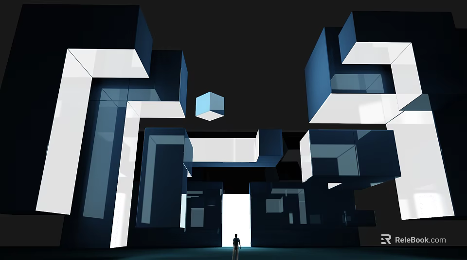 Modern Commercial Equipment Featuring Large Geometric Structures In Commercial Interior Design 3d model