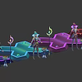 Game Characters With Colorful Costumes Hats And Magic Staff Designs