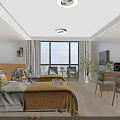 Luxurious Hotel Guest Room With Twin Beds Yellow Bedding And Large Windows