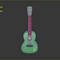 Green Ukulele With Hand Painted Flower Patterns And Art Supplies