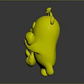 Purple Cartoon Bear Character Hugging Smiling Yellow Creature With Green Leaf on Head