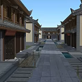 Ancient Chinese Architecture Street With Stone Paved Path And Wooden Structures