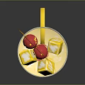 Refreshing Yellow Drink in Glass with Lemon Slice and Cherry Garnish