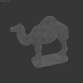 Gray Camel Landscape Sculpture With Single Hump Standing On Solid Base