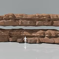 Two Large Stone and Wood Structures with Small Human Figure for Scale 3d model