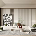 Modern Living Room Interior With Abstract Artwork Sofa Coffee Table And Area Rug