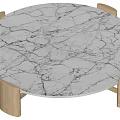 Round Marble Top Coffee Table with Wooden Legs in Minimalist Modern Design