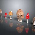 Modern mushroom straw mushroom poisonous mushroom 3d model