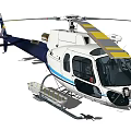 White And Blue Sleek Helicopter Exterior Design With Rotors Landing Gear And Windows