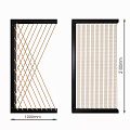 Modern Black Frame Woven Rope Room Divider With Crossed And Vertical Patterns 3d model