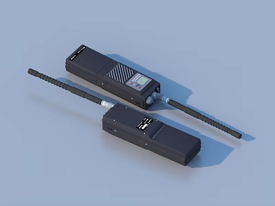 Two Black Household Handheld Tools With Long Rod And Display Screen For Daily Use 3d model