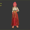 3D Female Character With Black Long Hair White Top Red Skirt And Colorful Sole Shoes