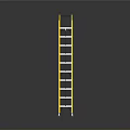 Yellow And Silver Aluminum Ladder With Step Rungs And Wheels For Home Use