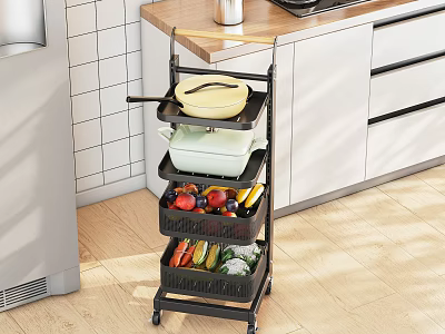Multi tier Mobile Bathroom Cabinet Rack With Storage Shelves For Bathroom Organization 3d model