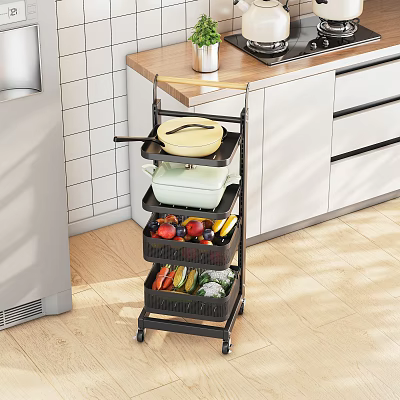 Multi tier Mobile Bathroom Cabinet Rack With Storage Shelves For Bathroom Organization 3d model