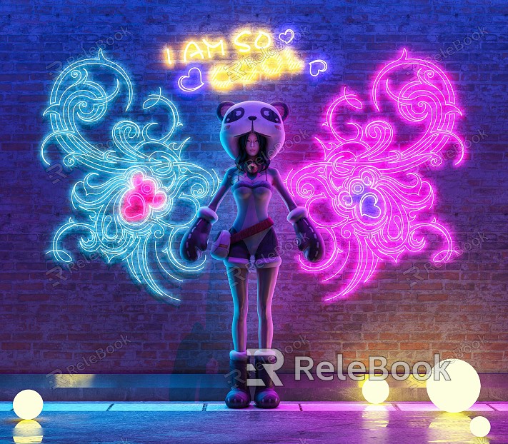 Modern Game Character Neon Butterfly Wings model