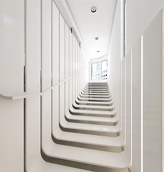 Modern Stairs Minimalist Pure White Stairs 3d model
