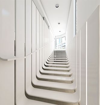 Modern Stairs Minimalist Pure White Stairs 3d model