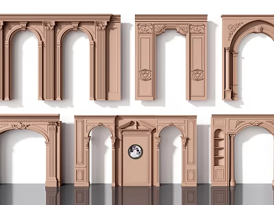 Ornate Decorative Door Arches With Various Architectural Styles And Carved Details 3d model