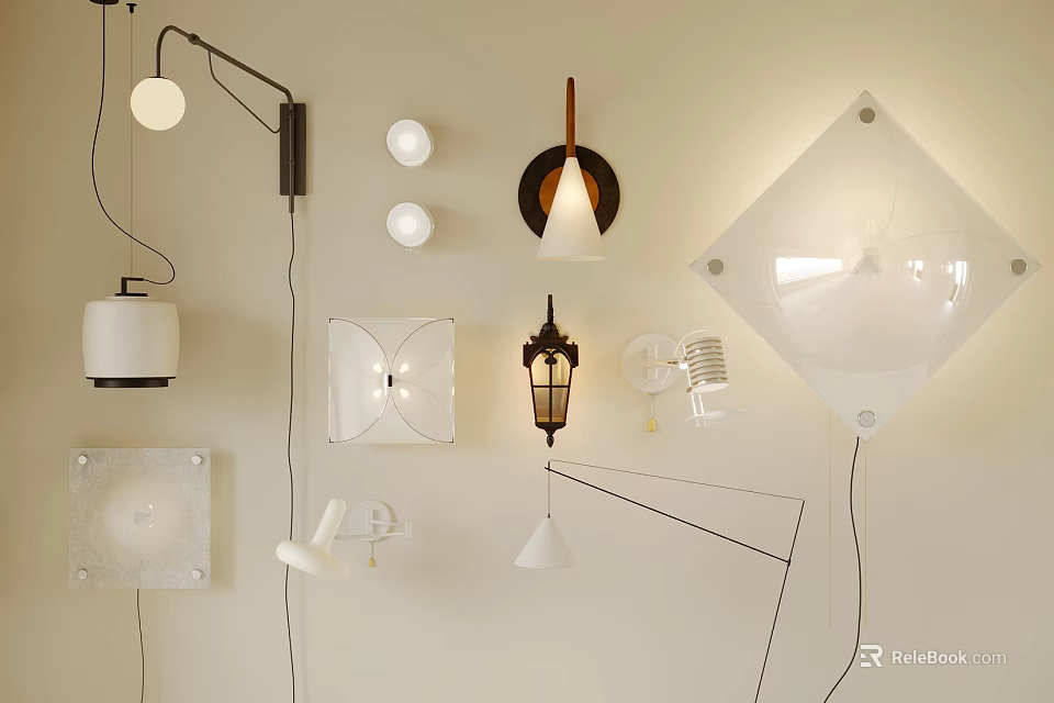 Contemporary Wall Lamps With Unique Designs Glass Shades And Metal Accents 3d model 