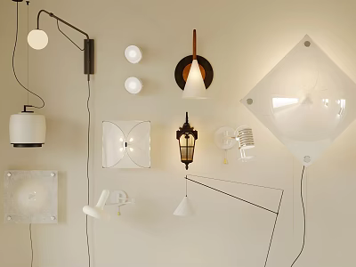 Contemporary Wall Lamps With Unique Designs Glass Shades And Metal Accents 3d model