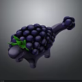 3D Grape Dinosaur Character Creature With Purple Grapes And Green Leaves