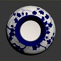 Intricately Carved Ceramic Vase With Blue And White Floral Branch Patterns