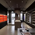 Modern Specialty Store Interior With Display Shelves Central Table And Lighting