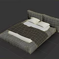 Modern Gray Bed Mattress With White Pillows And Gray Blanket Design 3d model