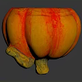 Vibrant Orange And Red Pumpkin With Yellow Stem On Dark Background And Reflection