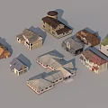 Various Styles Detached House Models With Different Roof Colors And Designs