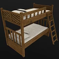 Wooden Bunk Bed With Ladder And Mattresses For Kids Bedroom Furniture