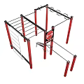Outdoor Multifunctional Sports Equipment With Red Frame Black Bars Pull Up Bars And Parallel Bars