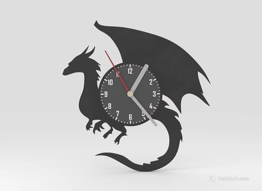 Black Dragon Shaped Decorative Clock with Unique Design for Home Decor 3d model 