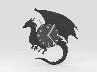 Black Dragon Shaped Decorative Clock with Unique Design for Home Decor 3d model