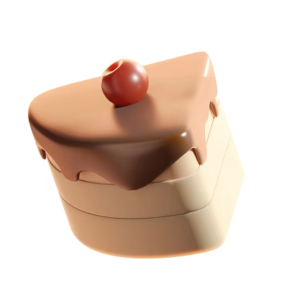 Delicious Layered Chocolate Cake With Cherry On Top And Chocolate Sauce Drizzle 3d model