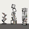 Modern Vertical Bookshelf Corner Bookshelf Floor Storage Rack 3d model