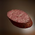 Juicy Red Oval Shaped Cooked Meat Piece Highlighted On Dark Background 3d model