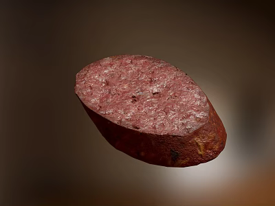 Juicy Red Oval Shaped Cooked Meat Piece Highlighted On Dark Background 3d model
