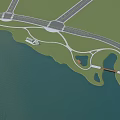 Aerial View Planning With Waterfront Roads Green Spaces And Recreational Facilities