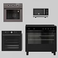 Black And Brown Modern Kitchen Appliances Including Oven Microwave And Stove