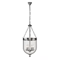 Modern Hanging Chandelier With Transparent Shade Metallic Chain And Candle Lights