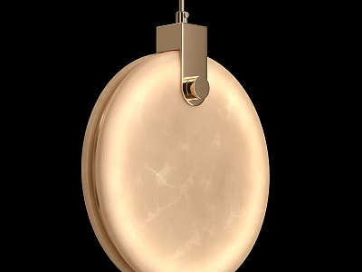 Elegant Round Beige Marble Texture Chandelier With Metal Bracket Design 3d model