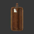 Vintage Brown Leather Suitcases In Different Sizes With Classic Texture And Metal Fittings