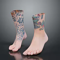 Ankle And Leg Tattoo Design With Mushroom Flower And Art Patterns