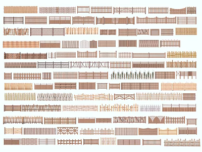 Different Wooden Fence Designs With Various Patterns And Styles For Outdoor Use 3d model